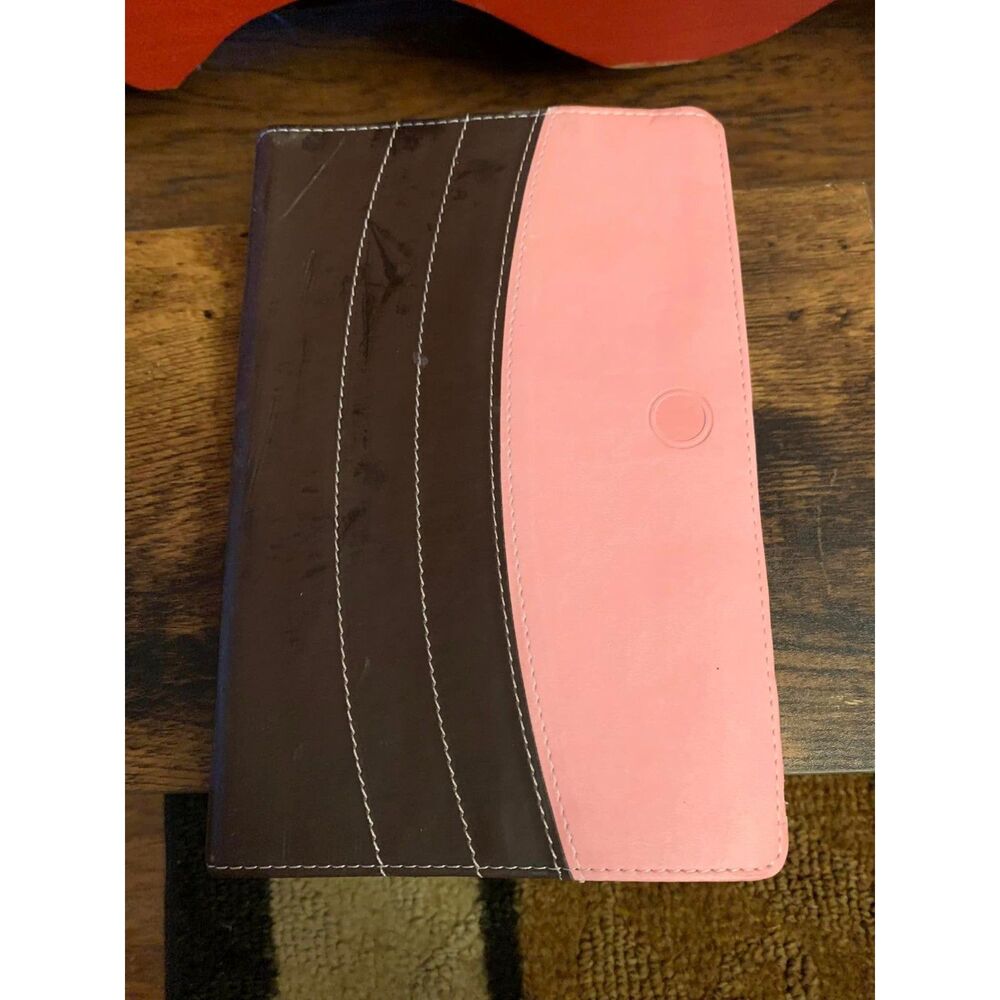 Zondervav Holy Bible New International Version Brown and Pink Cover Bookmark EUC